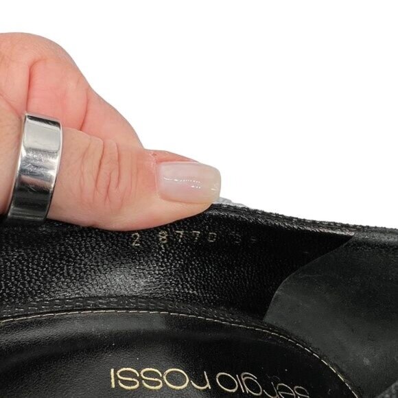 Sergio Rossi Cachet Peep Toe Textured Black Platform Stiletto Pump - Size 9 - Picture 8 of 9